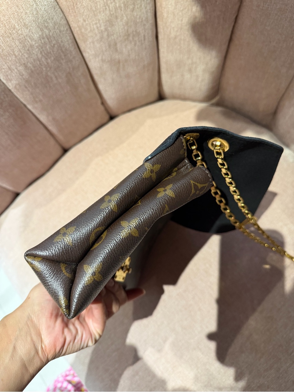 Louis Vuitton Brown Monogram & Black Leather Chain Shoulder Bag - Picture 12 of 14